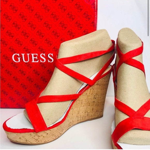 Guess Shoes - Strappy Wedge Red Guess Sandals Size 6.5